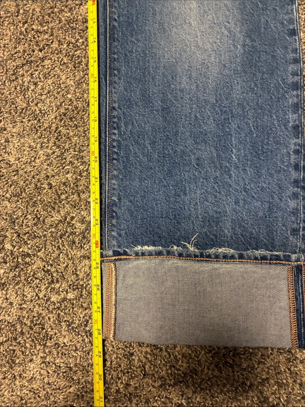 American Eagle Stovepipe Distressed Dark Blue Wide-Leg Jeans with Cuff NWOT-4 - Picture 4 of 4